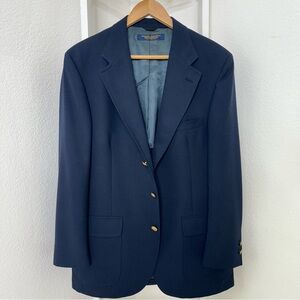 Vintage 70s Brooks Brothers Brooksgate Navy Blue Sport Coat Blazer Size 43 R